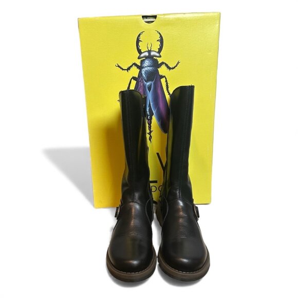 Fly London MES 2 Buckle Moto Leather Mid-Calf Boots Women’s 40 Zip RUG Sole - Picture 8 of 12